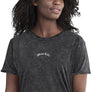 'Mom Life' Embroidered Denim T-Shirt